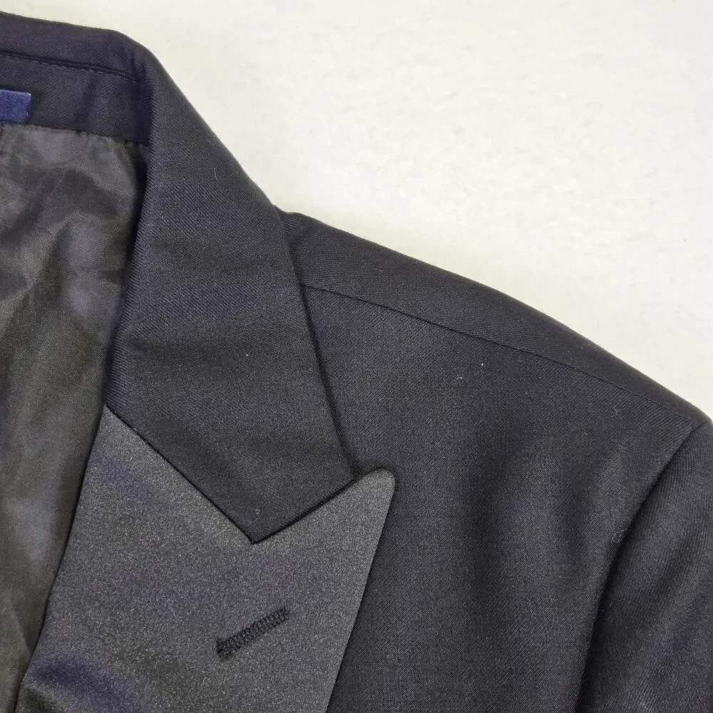 J.Crew Thompson Tuxedo Jacket 38R Black Wool Peak Lapel Formal Wedding Dance Tux
